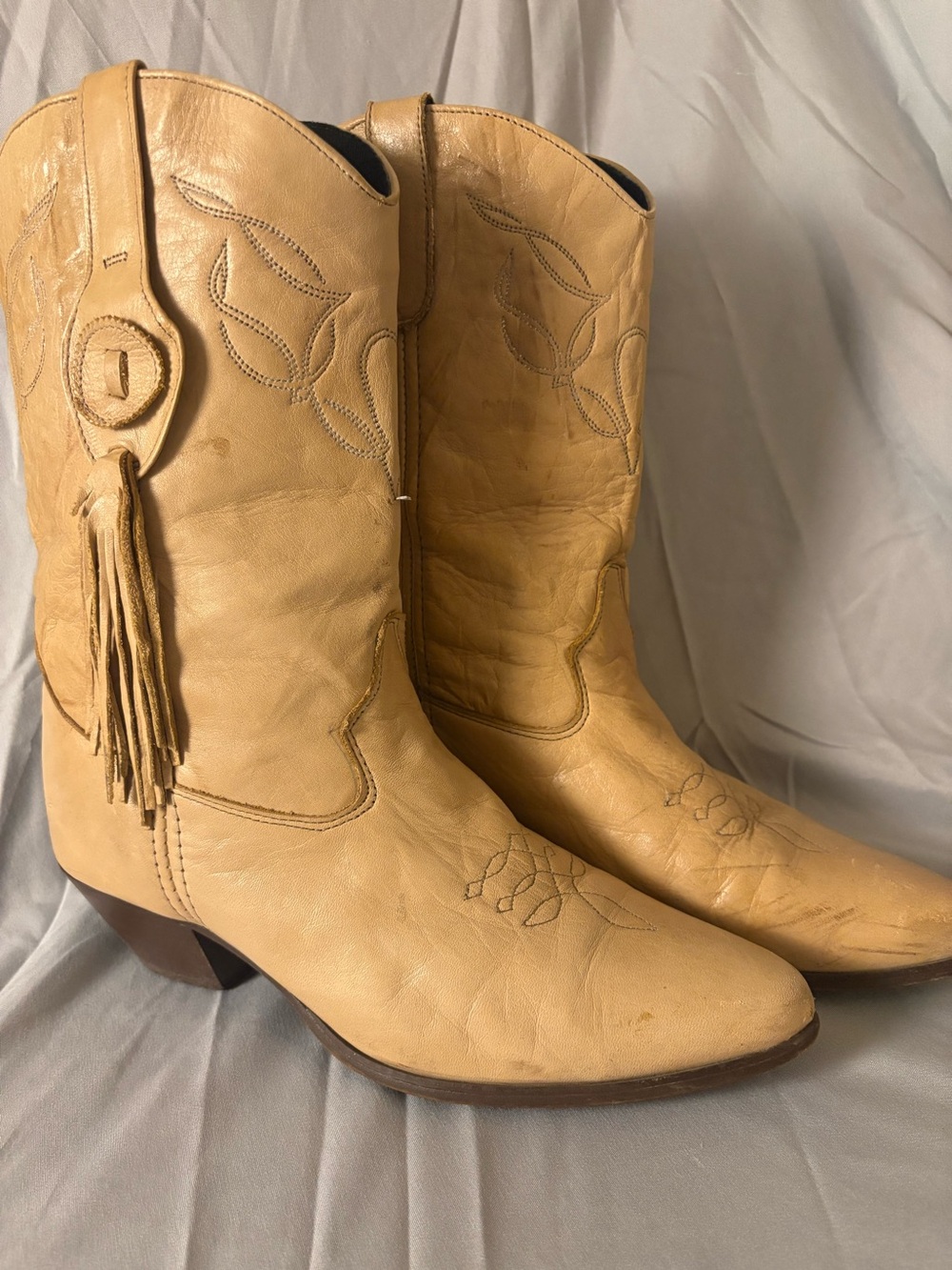 Vintage Laredo Cowboy Boots Women’s 9 M Tan Leather Western Tassel USA
